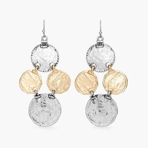 Mixed-Metal Coin Drop Chandelier Earrings